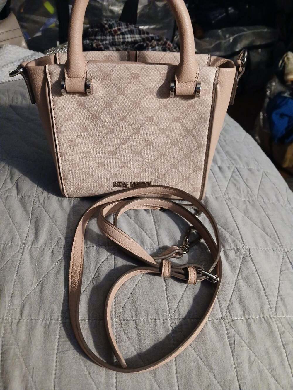 Steve Madden Monogram Small Crossbody Handbag in Blush